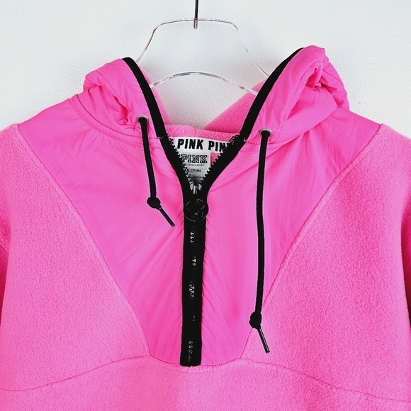 PINK Victoria's Secret Pink 1/4 Zip Hooded Fleece Sweatshirt, size Medium - Picture 4 of 10